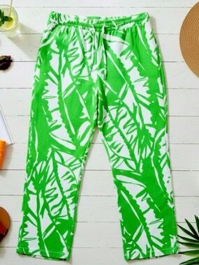 Lilly Pulitzer for Target Bright Green & White Palm-Print Pants